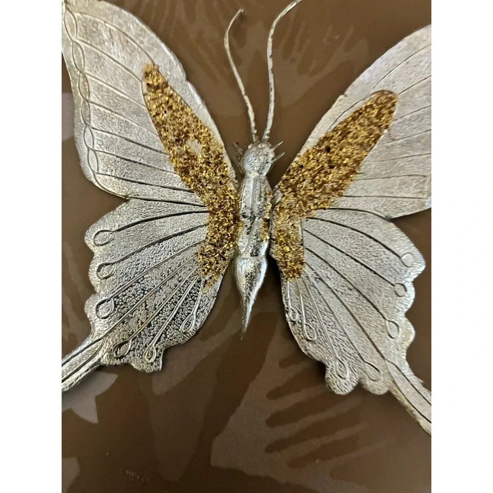 Gold Butterfly Ornaments Glitter Golden Treasures‎ Lot Of 7 1995 Vintage
